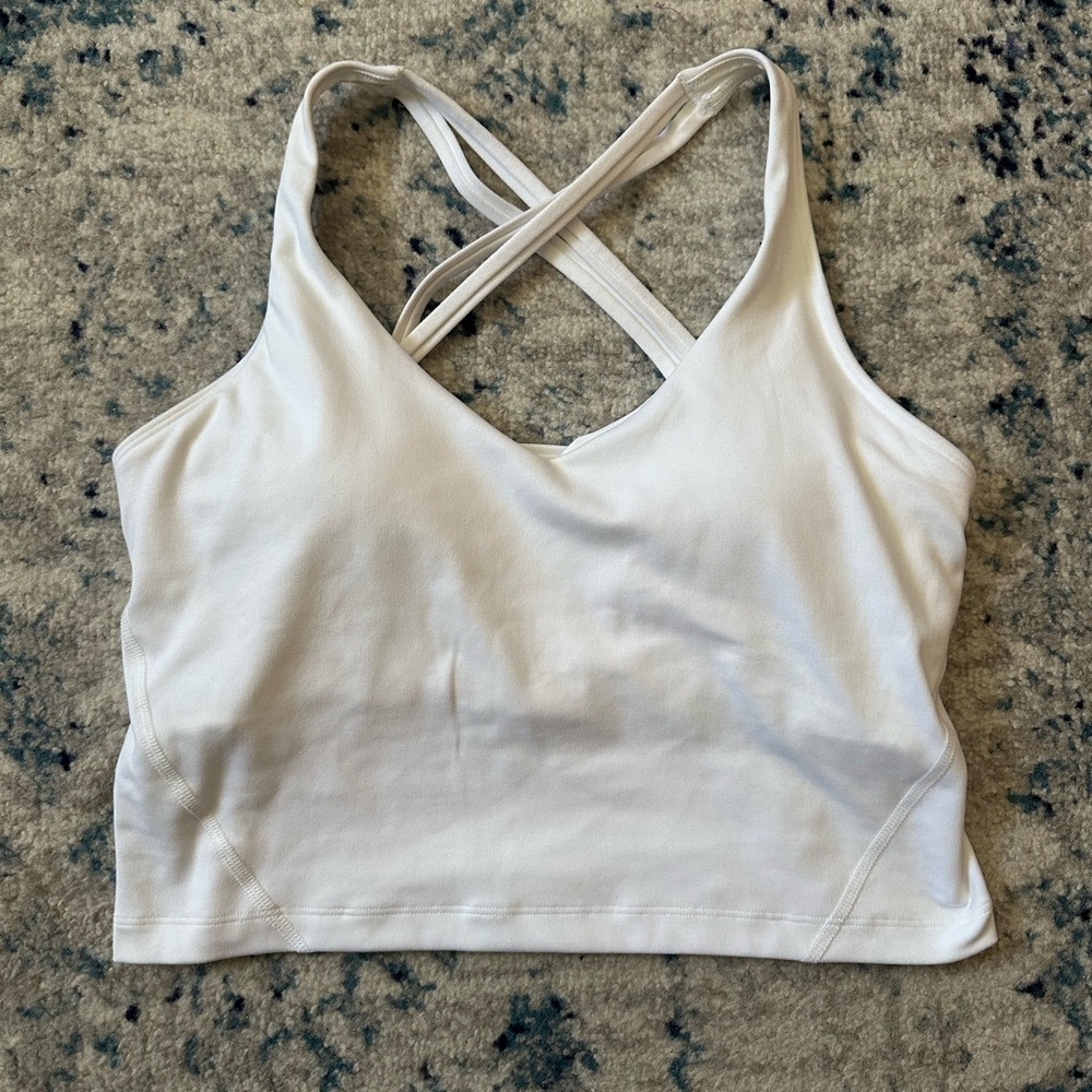 Gilly Hicks Active White Cross-Back Tank Top